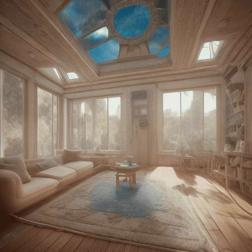 AI generated: High resolution photography interior design, dreamy sunken living room conversation pit, wooden floo...