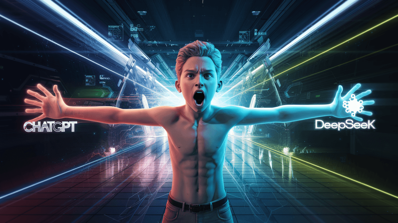 AI generated: "A highly detailed, ultra-realistic 15-year-old boy stands at the center with an intense, shocked ex...