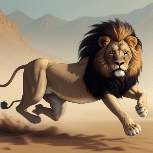 AI generated: Lion pursuing a man