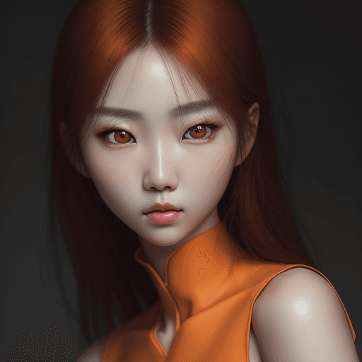 AI generated: photography, orange hue, highly detailed, eye focus, korean woman model, look a like han-so-hee, sha...