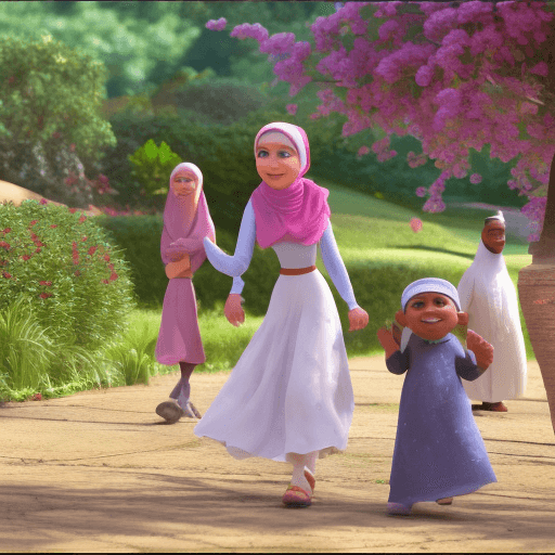 AI generated: Photo of pixar animation muslim girl,