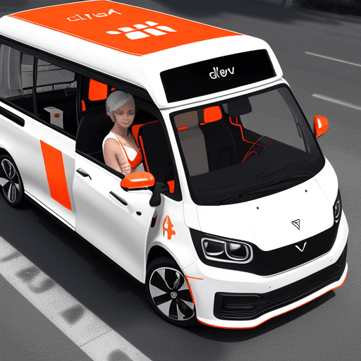 AI generated: Deliva: On-Demand Delivery Revolution. Picture our microbus, a sleek canvas of white, adorned with t...