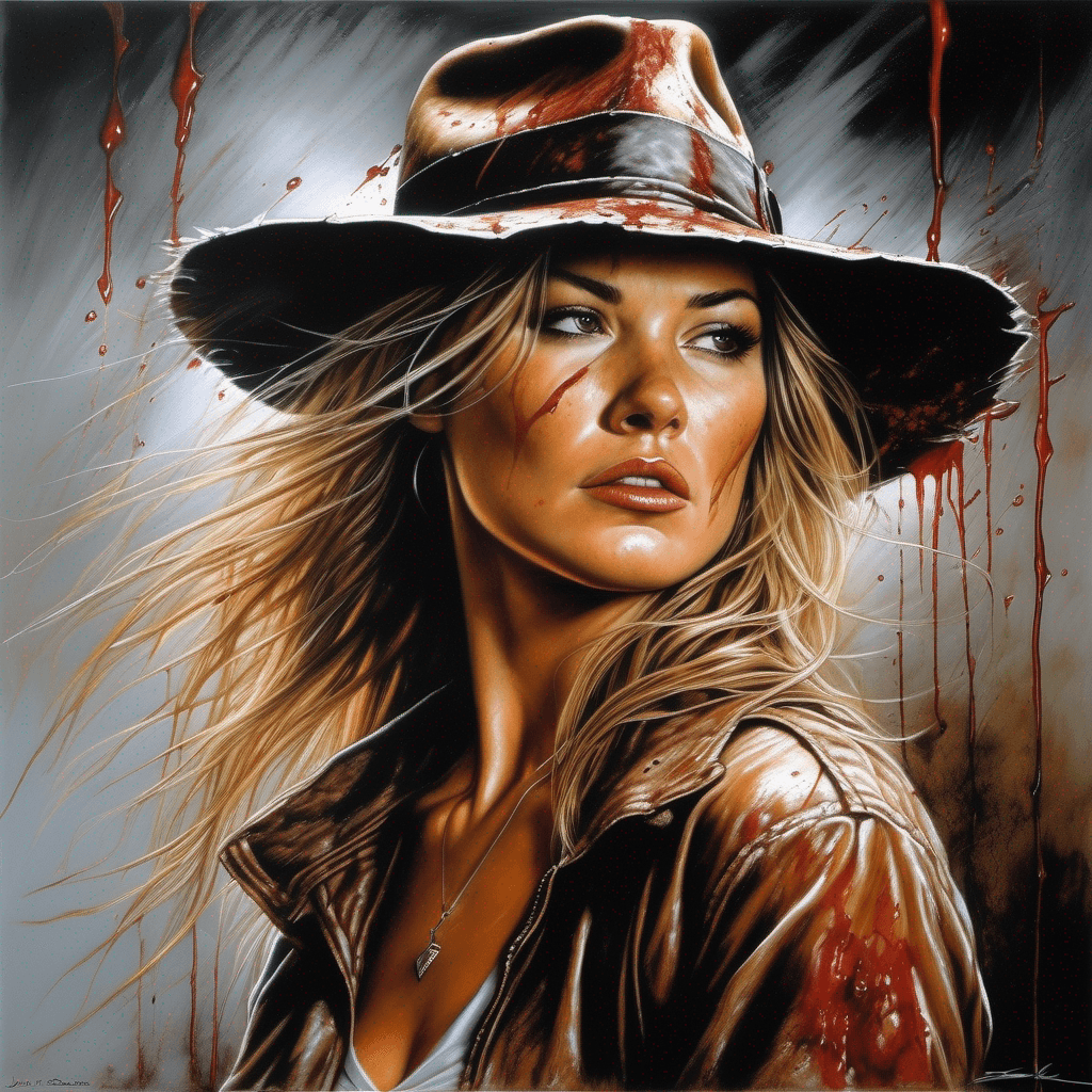 AI generated: A portrait featuring a young, physically attractive southern female with a unique grunge rustic styl...