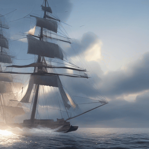 AI generated: Photo of a ultra realistic sailing ship, dramatic light, pale sunrise, cinematic lighting, battered,...