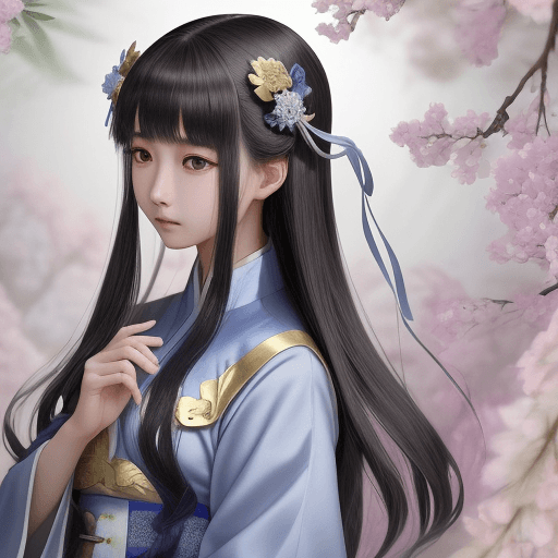 AI generated: 一位亚洲女性律师坐在办公桌前，衣着精致，眼神睿智。