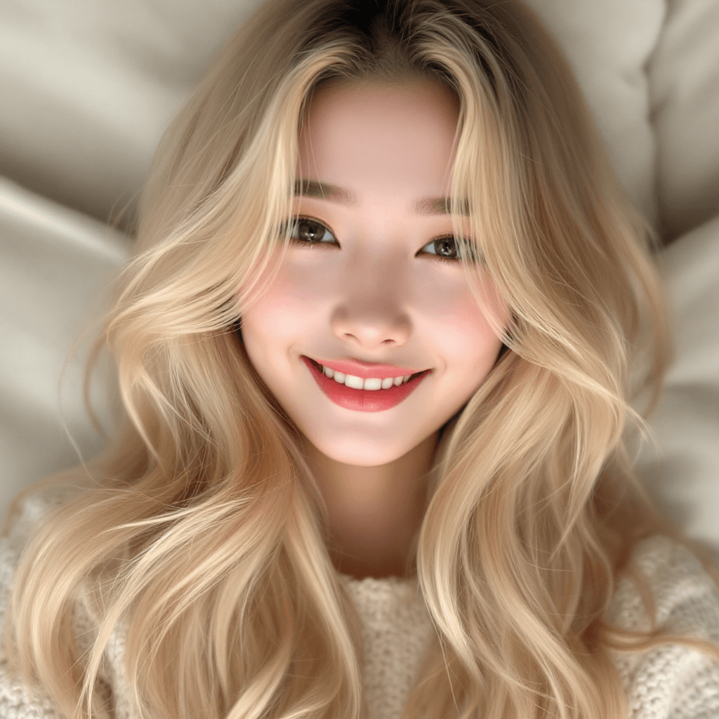 AI generated: Blond hair korean young women, gold, happy, pretty, cute --v 6.1 --ar 16:9