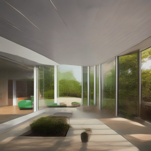 AI generated: Hyper realistic eye level exterior photo of a mid century modern style house overlooking the ocean, ...