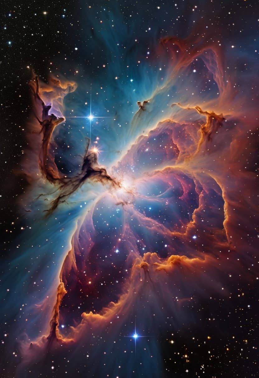 AI generated: A nebula in space resembling a galaxy. An intricate star field stretches out like threads against th...