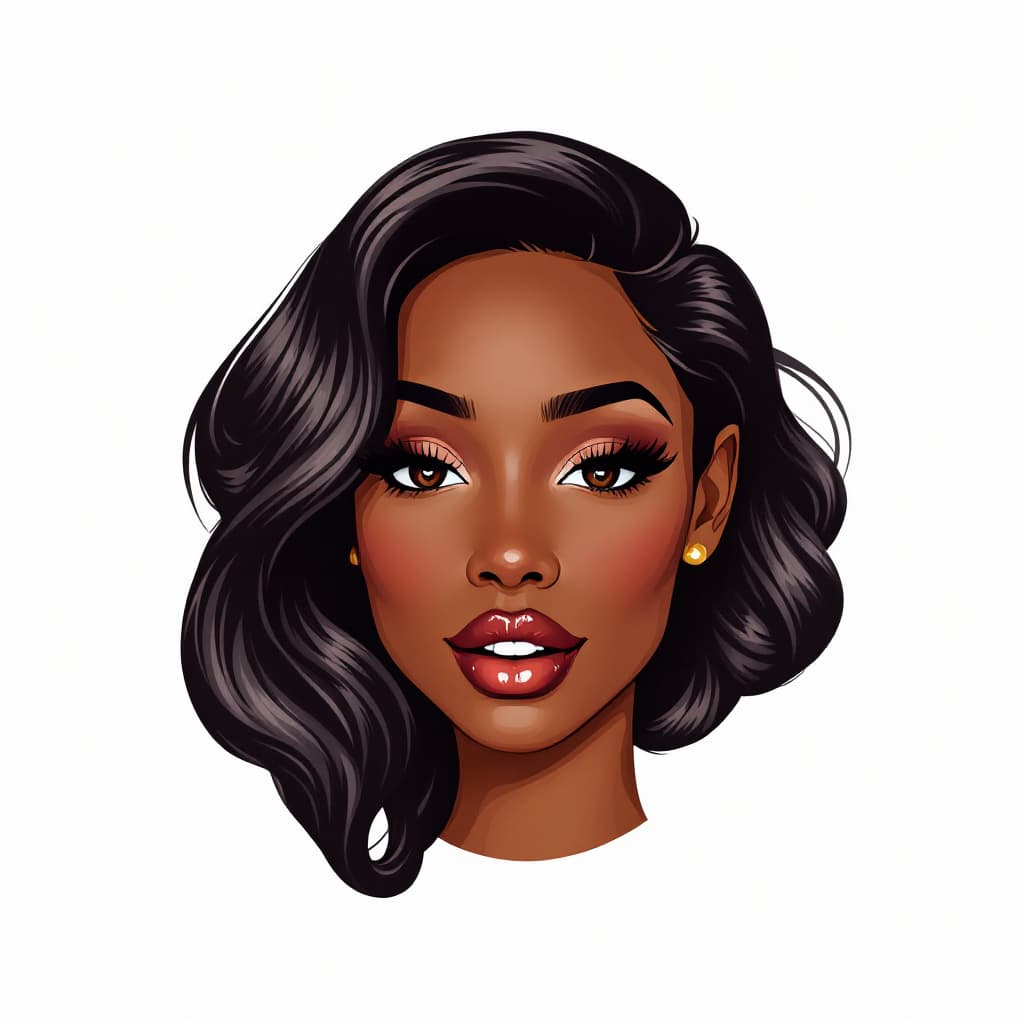 AI generated: black woman with hair extensions as logo for "henderson hair emporium"