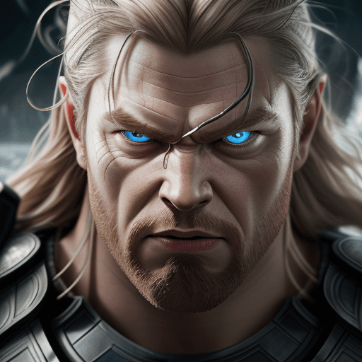 AI generated: Thor, half body, angry face photo realistic, hyper details, 
4k, 
close-up, 
hyper detailed, 
sharp ...