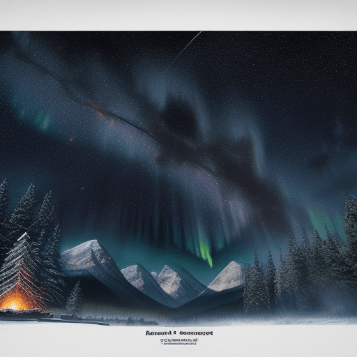 AI generated: Hyper realistic magazine cover template with ground level watercolor of night sky phenomena, comet, ...