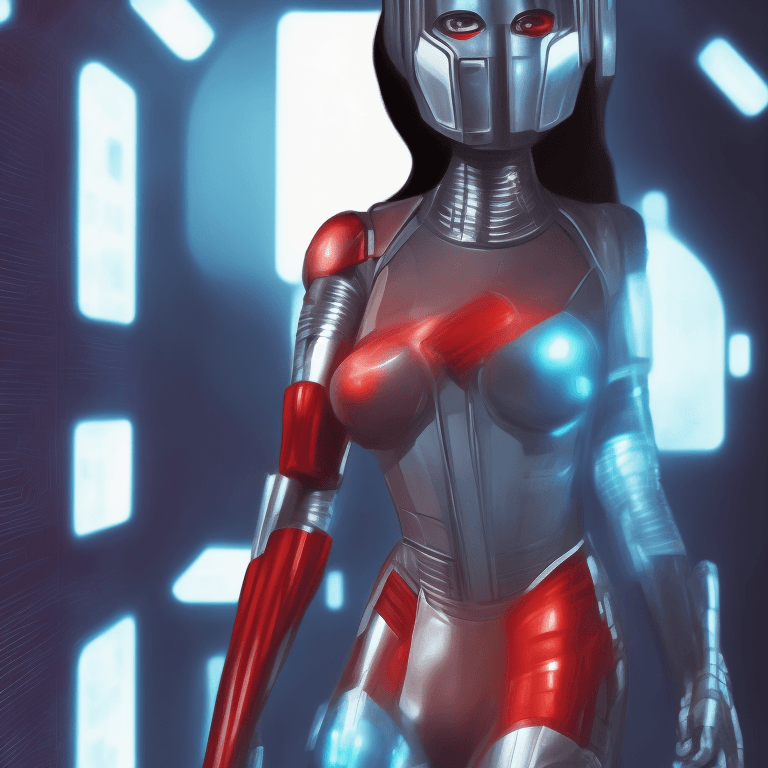 AI generated: Cyberwoman sci-fi topless