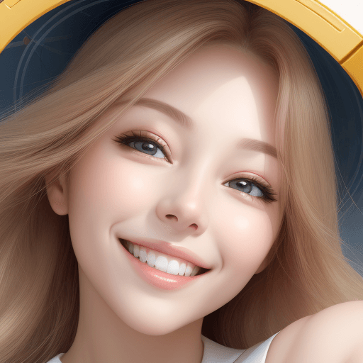 AI generated: Beautiful woman, big smile, top-down view, high camera angle, looking up into the camera, meaningful...