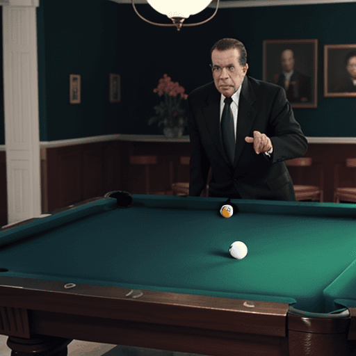 AI generated: President Richard Nixon, playing 8 ball pool