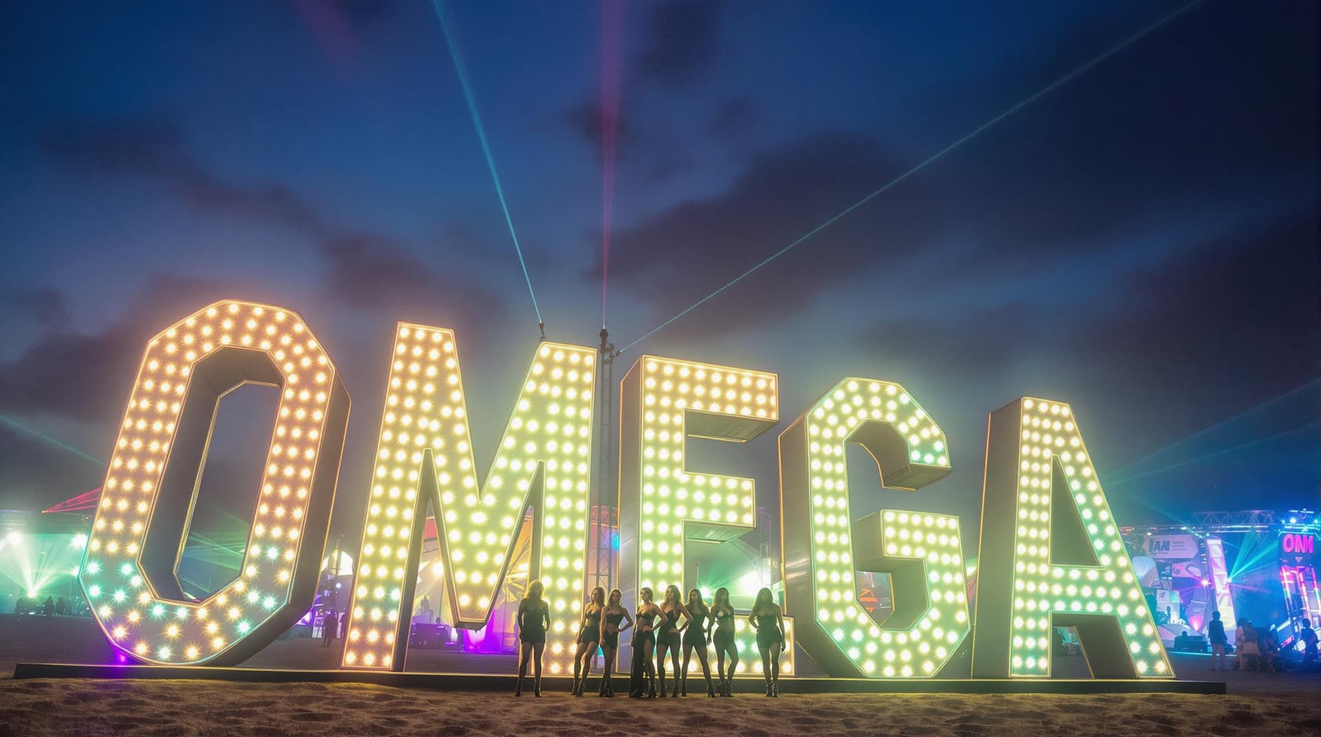 AI generated: This image captures a vibrant scene at an outdoor event, likely in a festival setting. The focal poi...