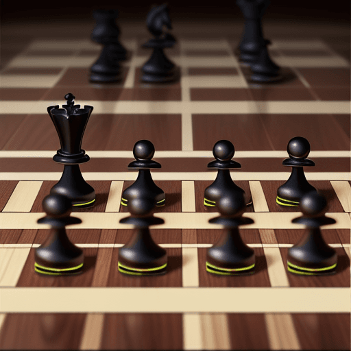 AI generated: An animated chessboard with a polished wood finish, designed to highlight the concept of rows. The c...