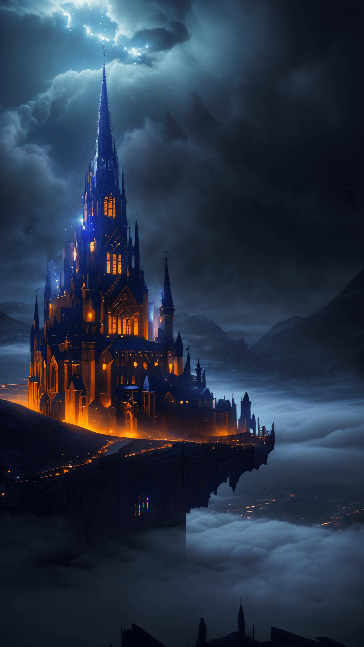 AI generated: (masterpiece award winning illustration:1.2) , arcane-theme, (night magical city, starlight, fog), d...
