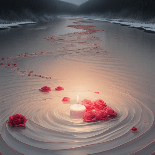 AI generated: rose flowing on the candle river