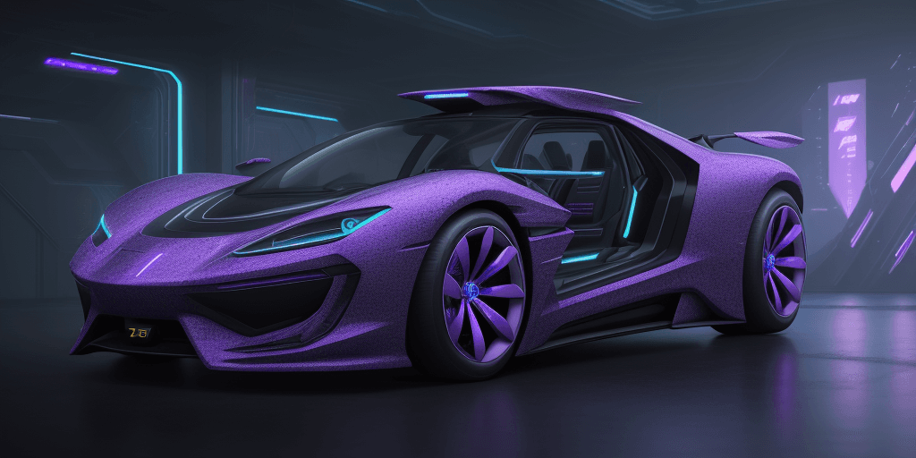 AI generated: electric car, sci-fi, cyberpunk, extremely futuristic, violet, dark, hyper-intricate, hyper detailed...