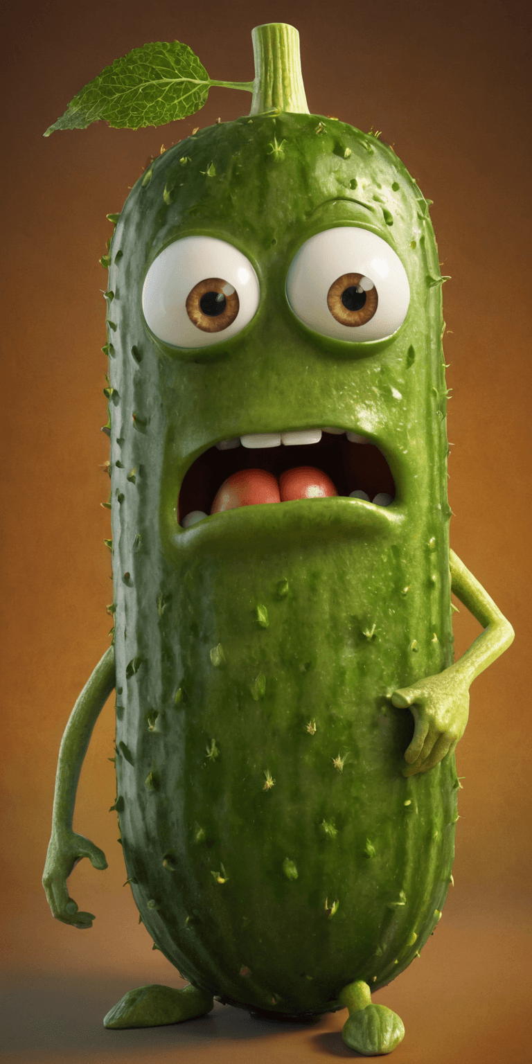 AI generated: freaked cucumber, Digital painting, 3D modeling/rendering, contemporary, high saturation and contras...