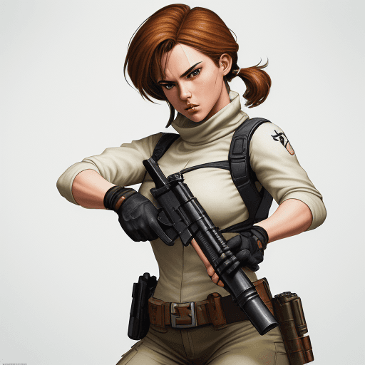 AI generated: an image of an animation character holding a gun, in the style of womancore, comic art, realistic oi...