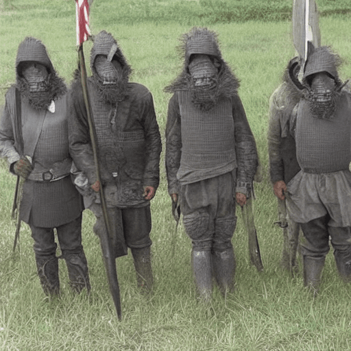 AI generated: realistic cane cors dressed to war
