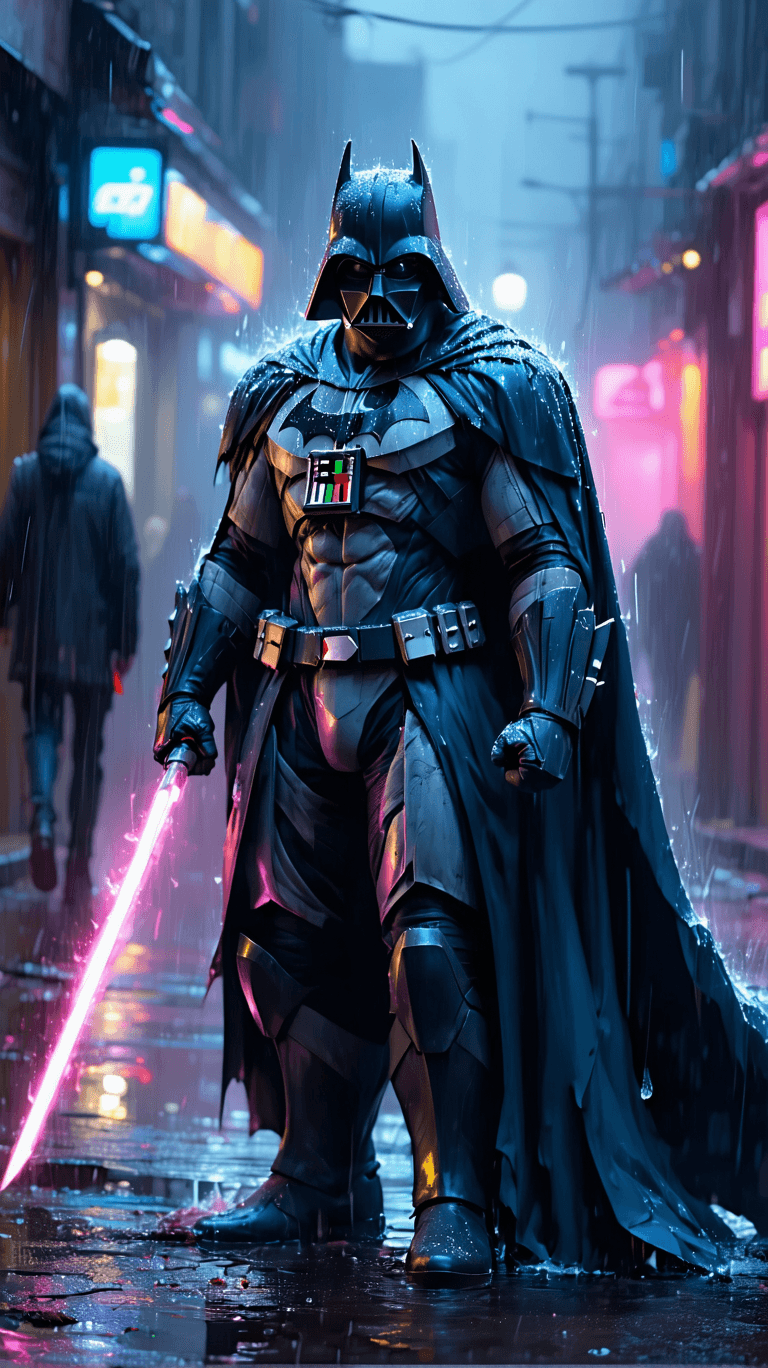 AI generated: a super villain standing in the rain, cyberpunk art, inspired by Raymond Swanland, conceptual art, b...