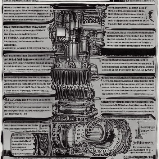 AI generated: a full page design of cruise ship engine, black and bronze paper, intricate, highly detailed, epic, ...
