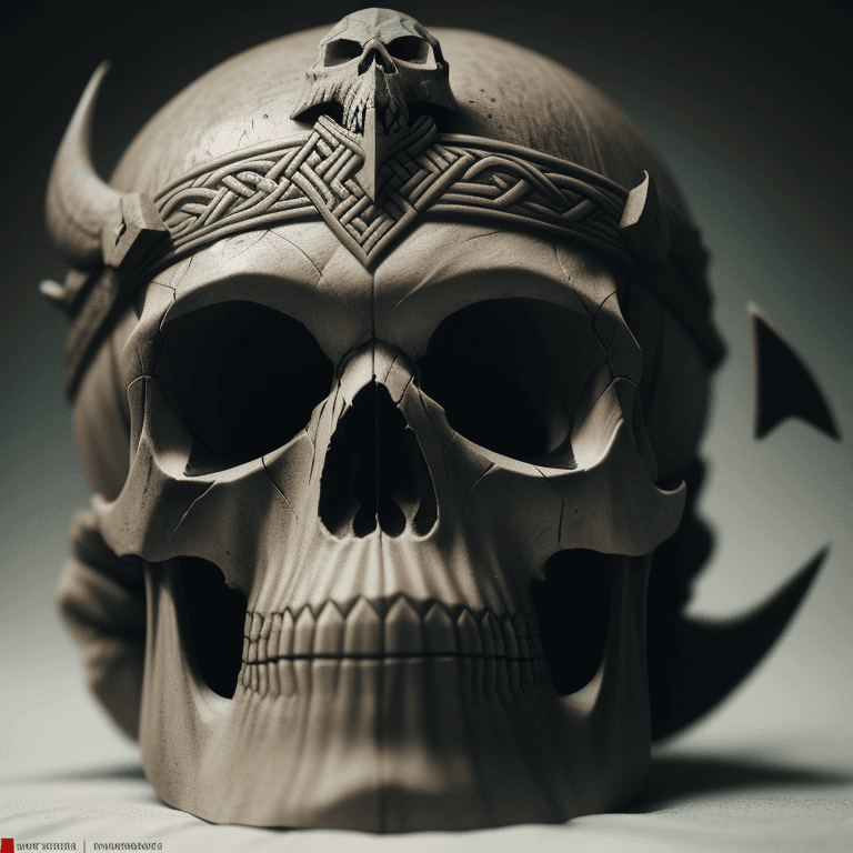 AI generated: viking carved skull photographic cinematic