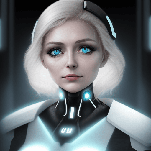 AI generated: Ein Bild von einer ultrarealistischen Frau im Technolook mit realistischen Augen und etwas Haut, die...
