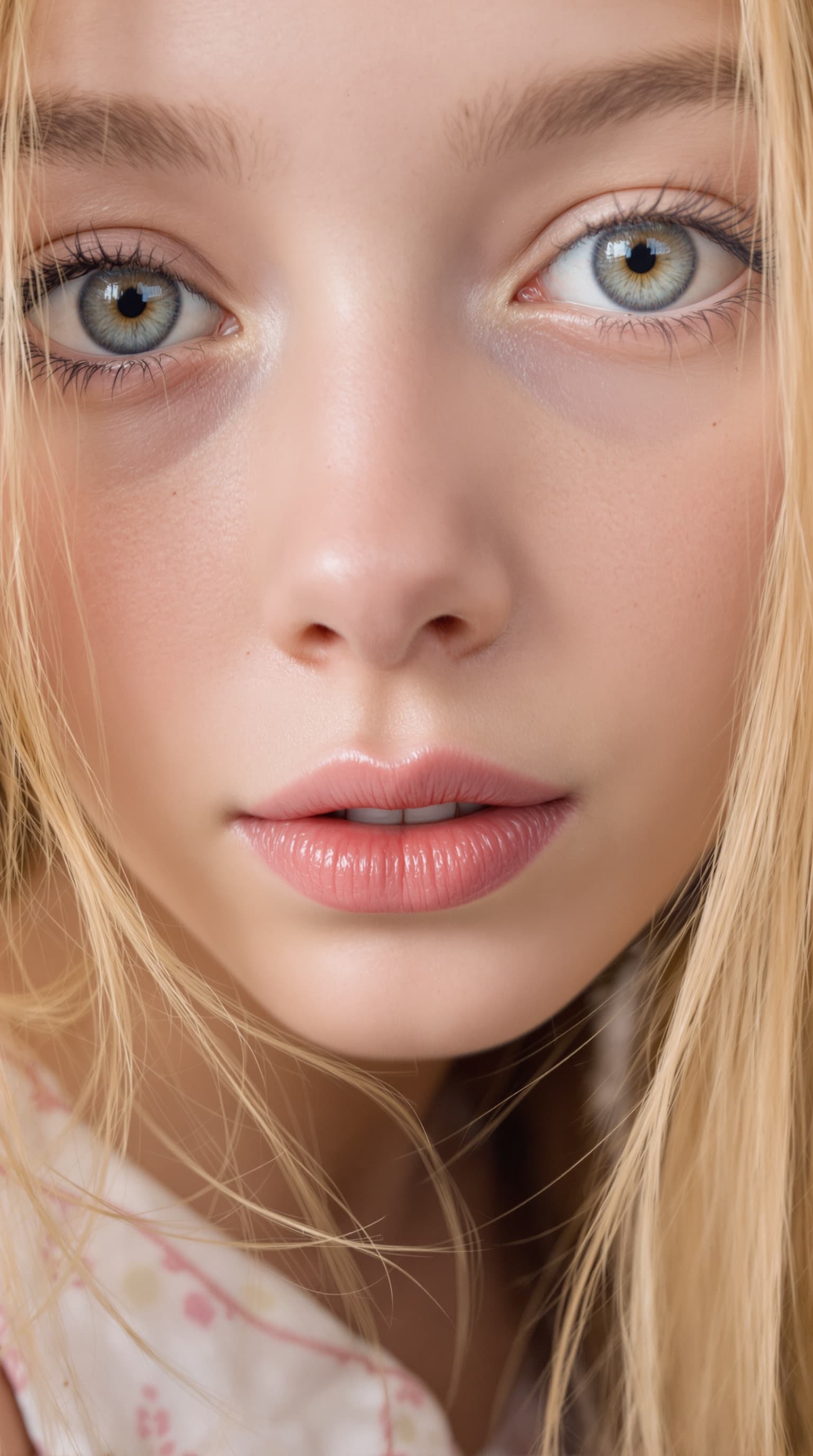 AI generated: Close-up shot of a beautiful petite tween girl with well-formed figure, Coyness. 


















...