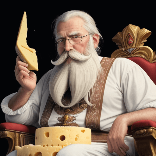 AI generated: The image features an older man, a long white beard and mustache,  He is a king, giving the impressi...