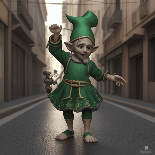 AI generated: "Quero uma ilustração 3D ultra-realista do personagem Duende Macabro com sua bomba de abóbora. A cen...