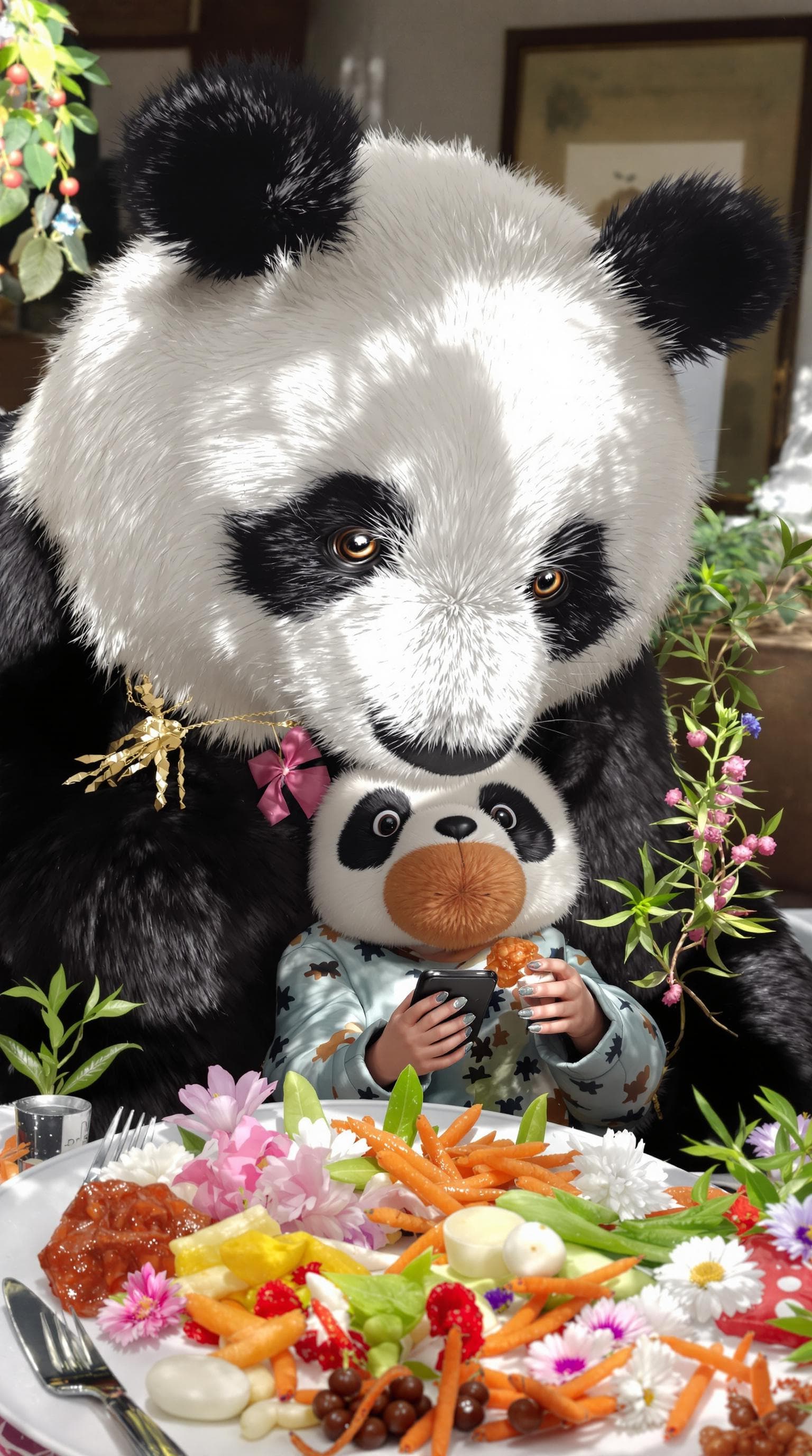 AI generated: panda with girl