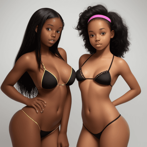 AI generated: two beautiful black girls in micro bikinis 15 years old