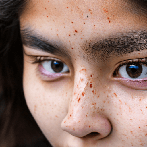 AI generated: The camera zooms in on the face of a teenage girl of Afghani descent. She has striking rainbow-color...