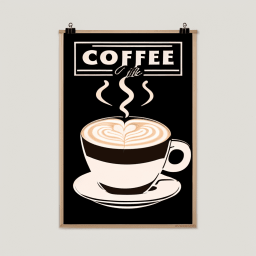 AI generated: a poster of coffee, have Latte, American style , in middle for decorate ,more cute and more like ske...