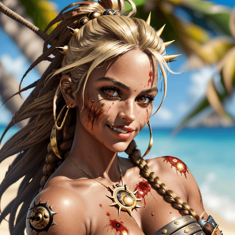 AI generated: portrait of the most beautiful gorgeous stunning  powerful female pirate female, beautiful big detai...