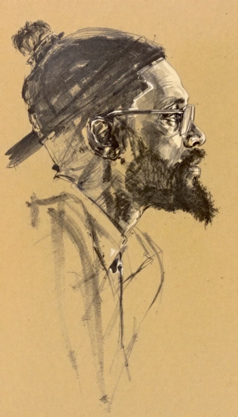 AI generated: person, charcoal sketch