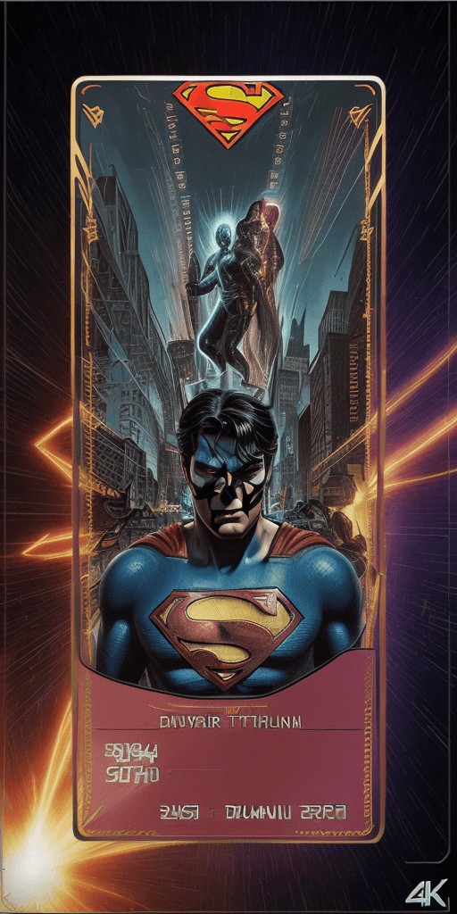AI generated: (Large text font "Superman" rfktrstyle 4D 4k cartoon style border laser cut srgb access card to the ...