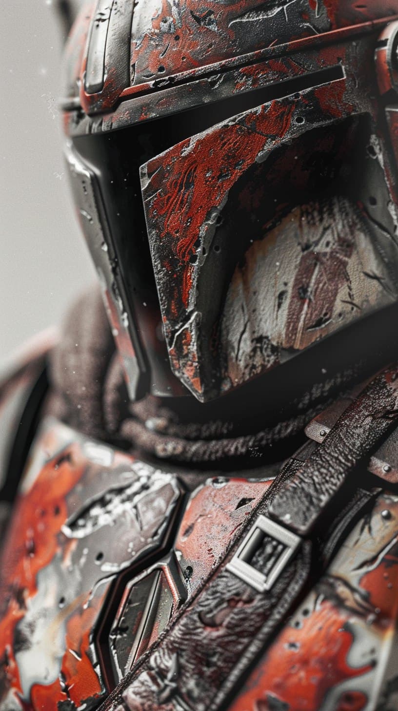 AI generated: surreal The Mandalorian, close up (detailed stunning environment), cinematic, cover art, (low front ...