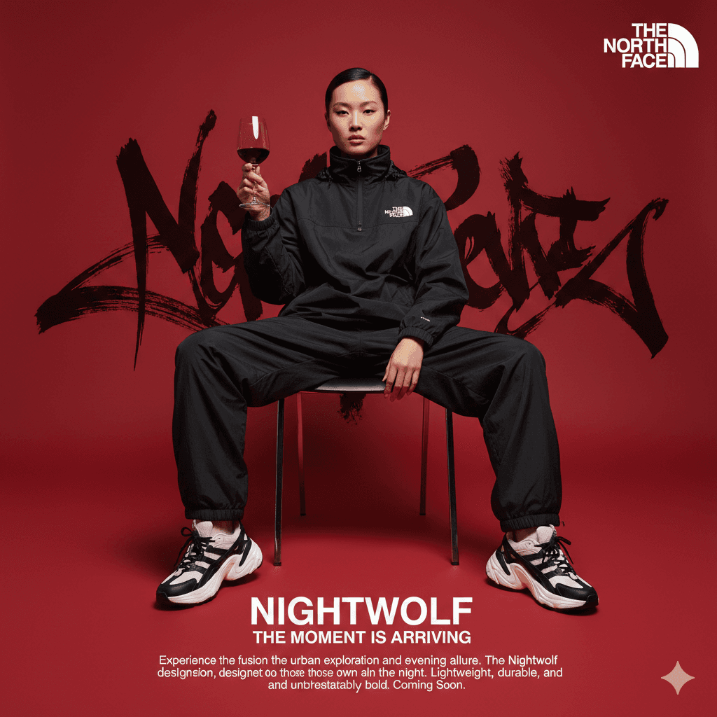 AI generated: 
A high-fashion commercial poster advertisement for The North Face.
SUBJECT: A cool Asian female m...
