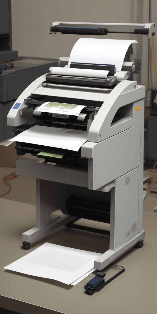 AI generated: A prson operating a 
flexographic printer
