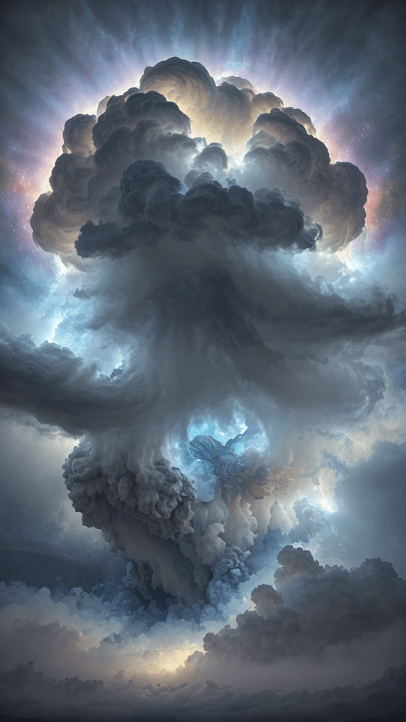 AI generated: "(masterpiece:1.1),(highest quality:1.1),(HDR:1),extreme quality,A celestial drama unfolded in the e...