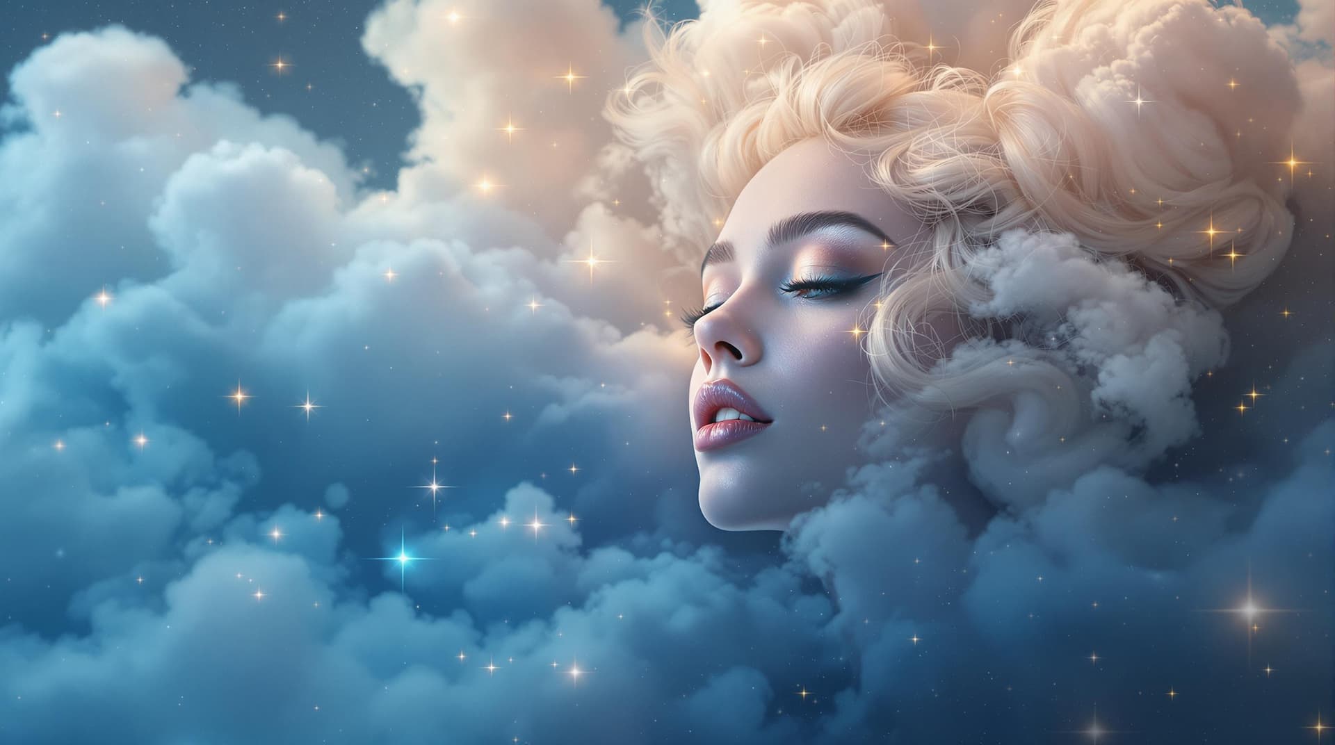 AI generated:  a starwar poster with misty blue and earth tones vaporous cloud, resembling a celestial aura, with ...