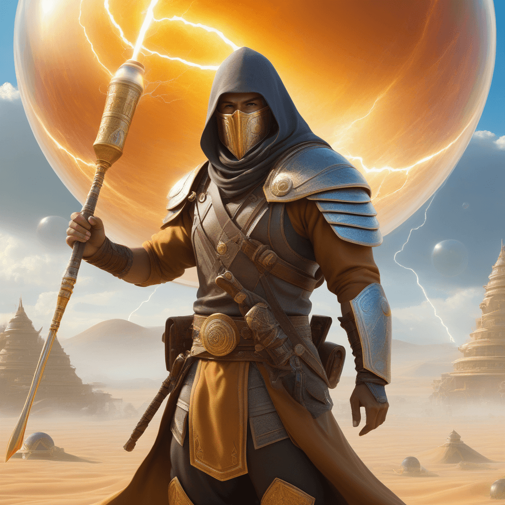 AI generated: Nomad fighter, high resolution digital art great details award winning image fantasy people, big bub...