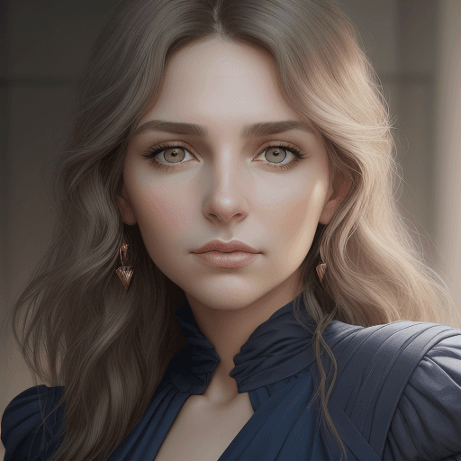 AI generated: the face of a woman with hazel eyes the face of a person, in the style of yigal ozeri, light navy an...