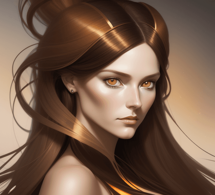 AI generated: an illustration of a woman with long brown hair, in the style of ingrid baars, j. scott campbell, da...