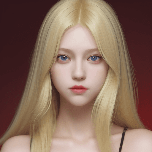 AI generated: (1girl),blond hair, red eyes, normal breats,