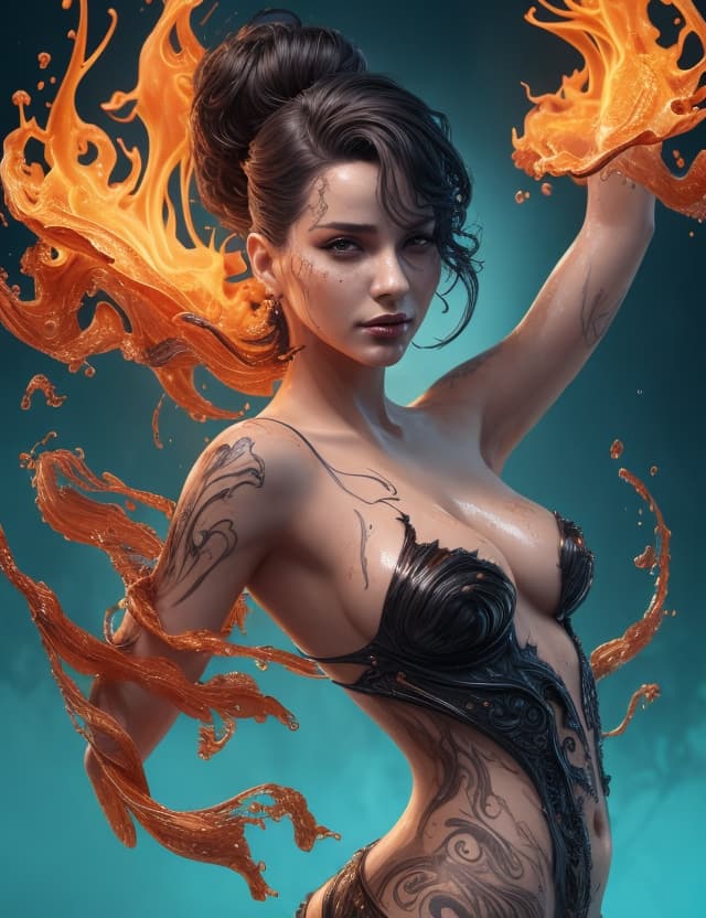 AI generated: alberto seveso art, dancing silhouette of a sexy woman , water ink, ink water, ink cloud, 3D Digital...